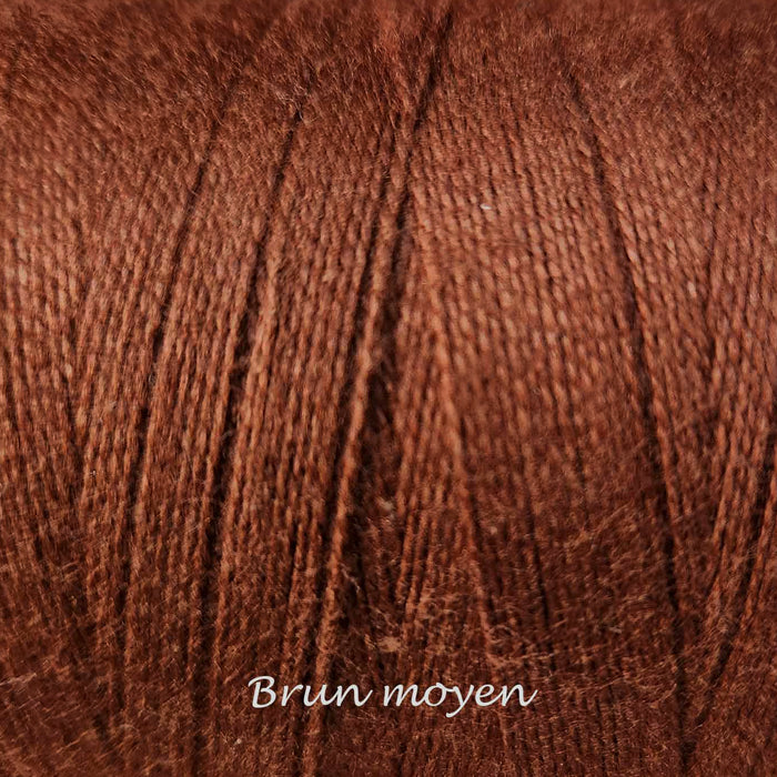 Bobine de fil de coton 8/2 Maurice Brassard brun moyen – fil fin pour tissage à peigne envergeur, à cadres et inkle looms
