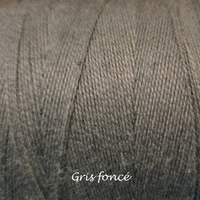 Bobine de fil de coton Maurice Brassard gris foncé 2/8 – fil 100 % coton pour tissage sur métier