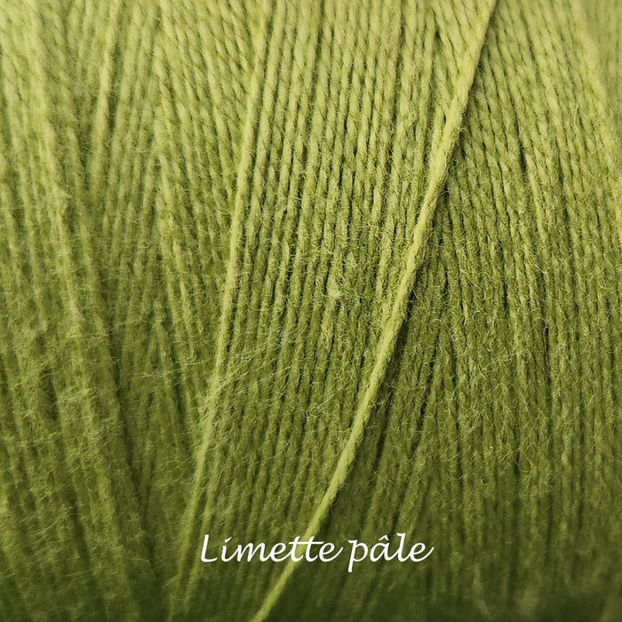 Bobine de fil de coton 8/2 Maurice Brassard limette pâle – fil fin pour tissage à peigne envergeur ou à cadres