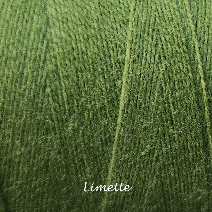 Bobine de fil de coton 8/2 Maurice Brassard limette – fil fin pour tissage à peigne envergeur ou à cadres