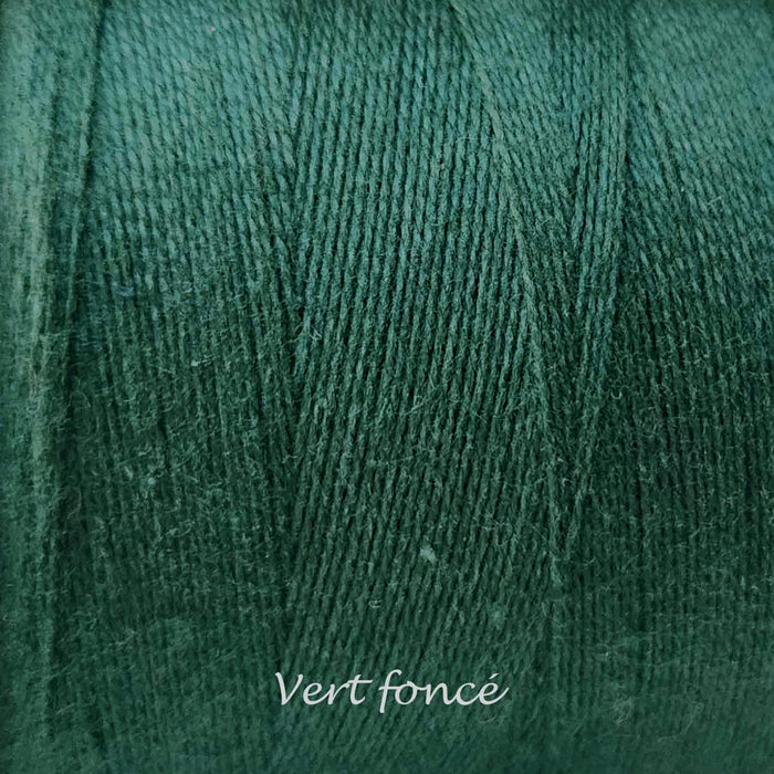 Bobine de fil de coton Maurice Brassard vert foncé 2/8 – fil 100 % coton pour tissage sur métier